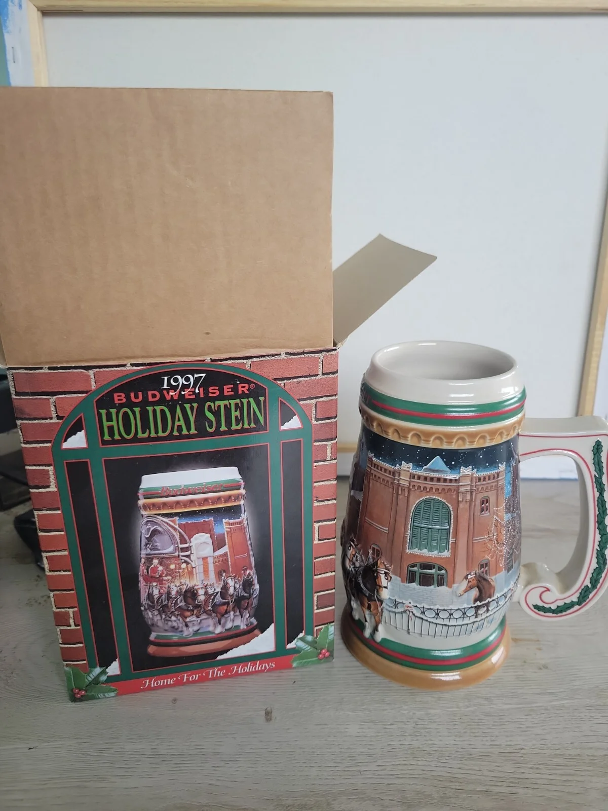 1997 Anheuser Busch Budweiser Holiday Stein “Home For The Holidays”