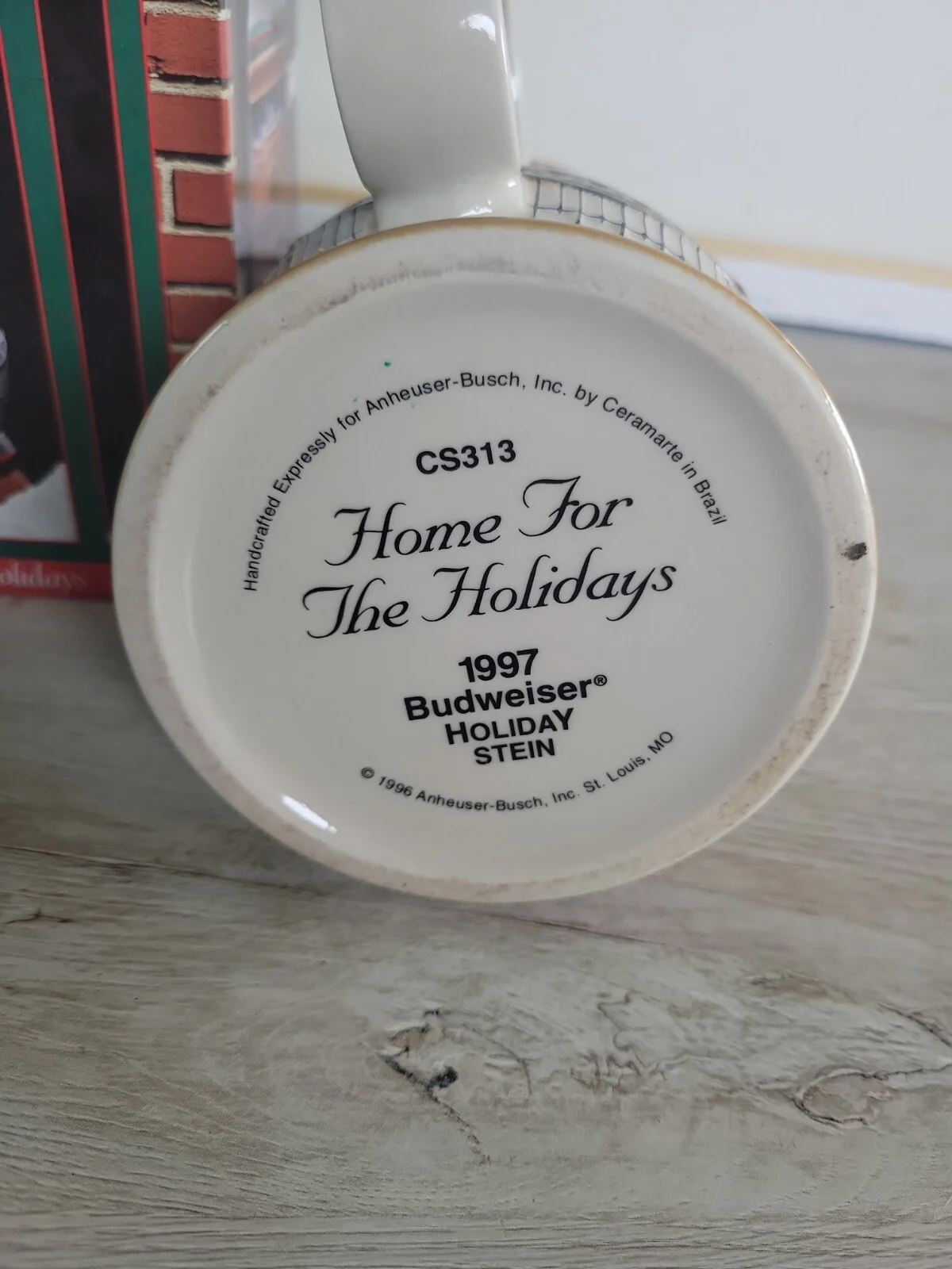 1997 Anheuser Busch Budweiser Holiday Stein “Home For The Holidays” 2