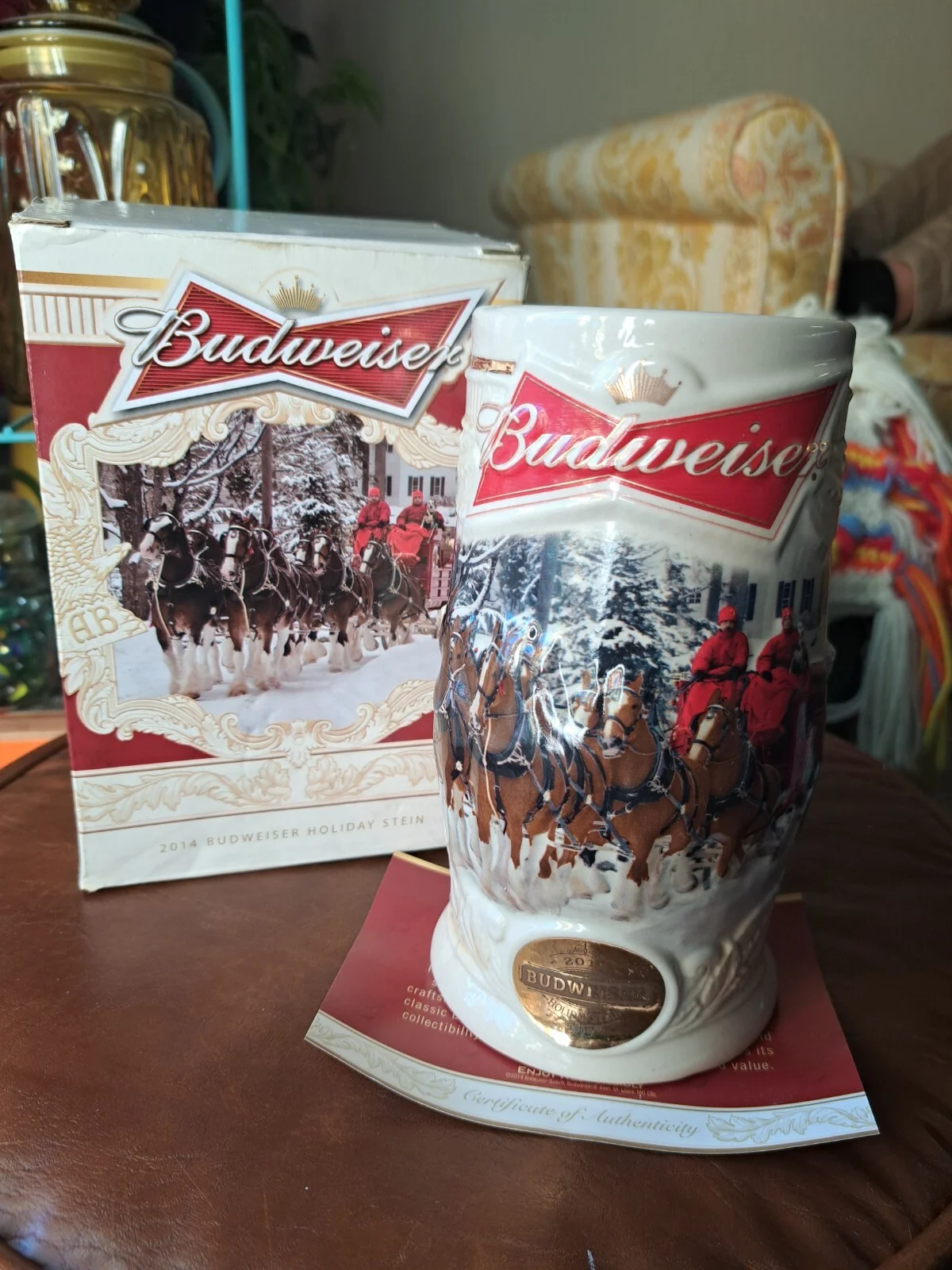 2014 Budweiser Holiday Stein with Certificate of Authenticity and Original Box