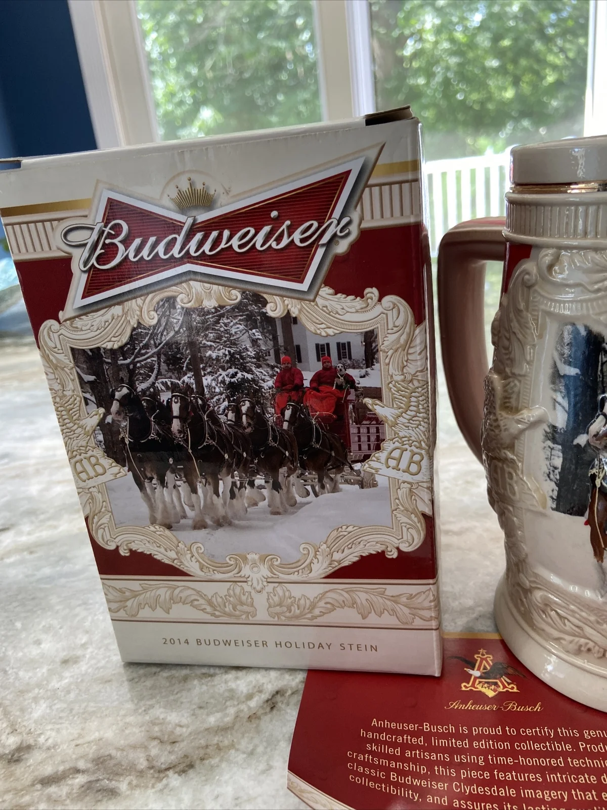 2014 Budweiser Holiday Stein w/ Certificate of Authenticity and Original Box